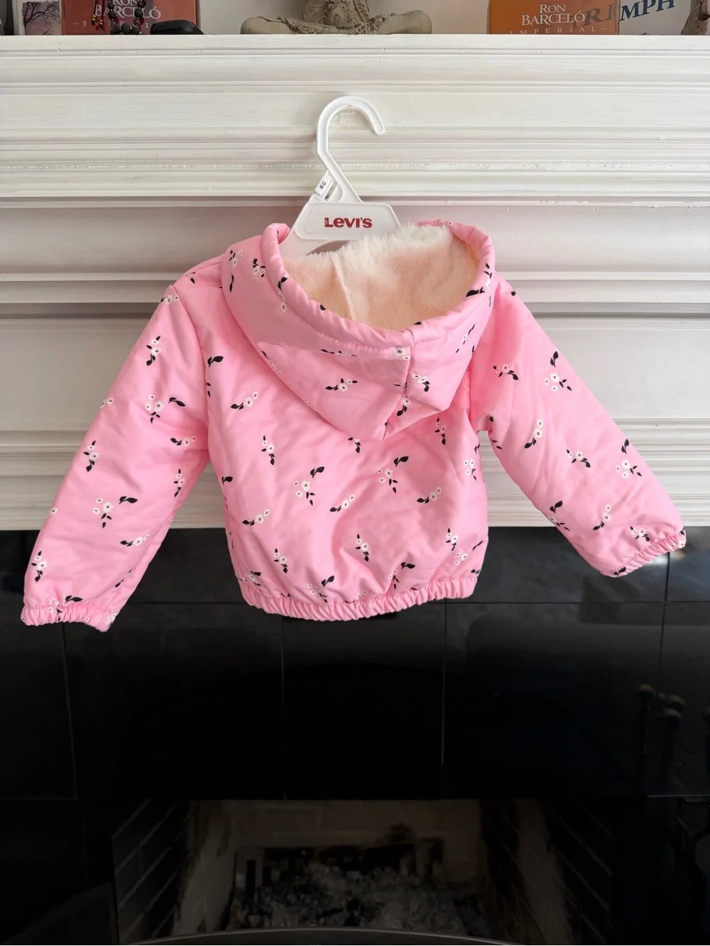 Pink Floral Teddy-Lined Jacket | 12–18M | Brand New | Cozy Hooded Coat